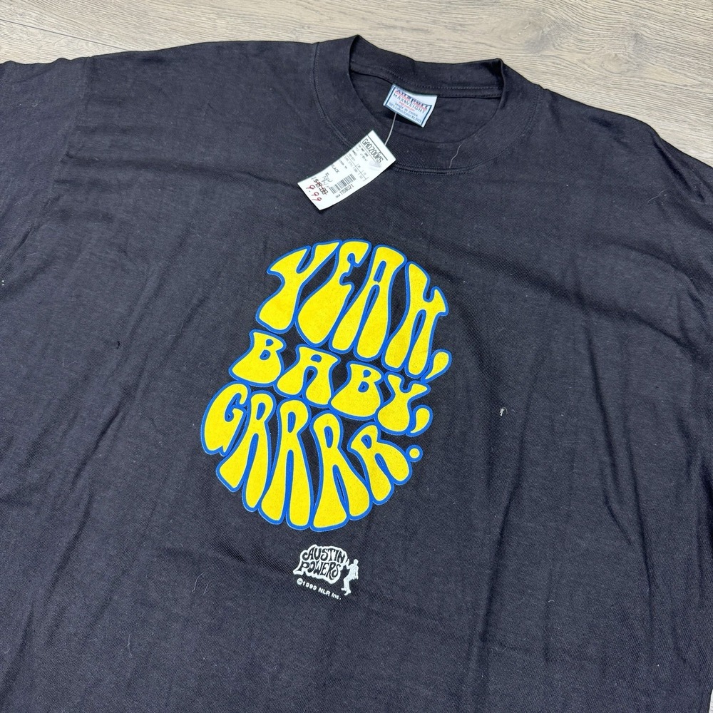 VTG Austin Powers Deadstock NWT Yeah Baby Grrrr T Shirt‎ Men's Sz XL Black